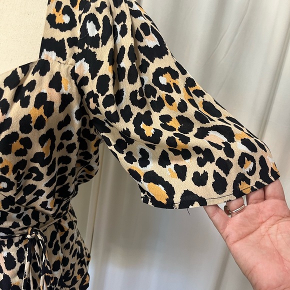 ASTR Leopard Print Wrap Peplum Blouse - Picture 6 of 7